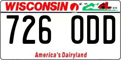 WI license plate 726ODD