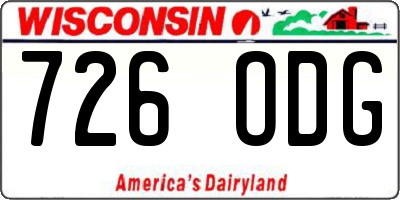 WI license plate 726ODG