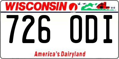 WI license plate 726ODI
