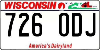 WI license plate 726ODJ