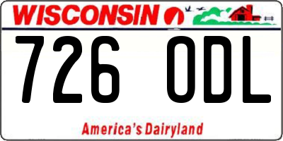 WI license plate 726ODL
