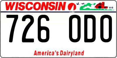 WI license plate 726ODO
