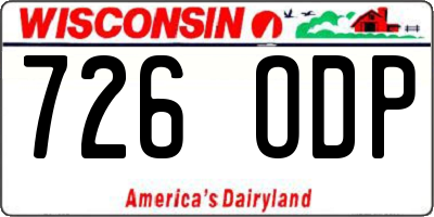 WI license plate 726ODP