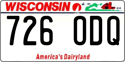 WI license plate 726ODQ