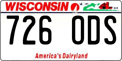 WI license plate 726ODS