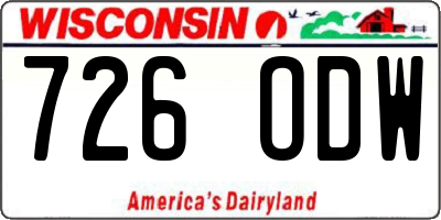 WI license plate 726ODW
