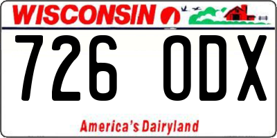 WI license plate 726ODX
