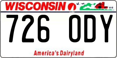 WI license plate 726ODY
