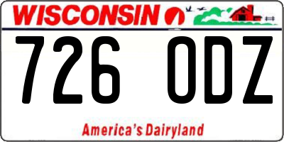 WI license plate 726ODZ