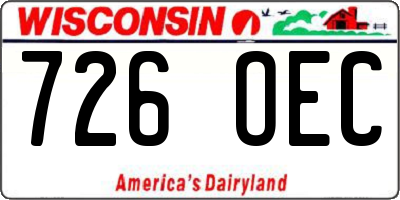 WI license plate 726OEC