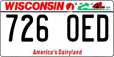 WI license plate 726OED