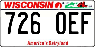 WI license plate 726OEF