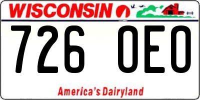 WI license plate 726OEO