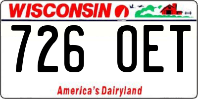WI license plate 726OET