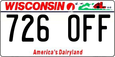 WI license plate 726OFF