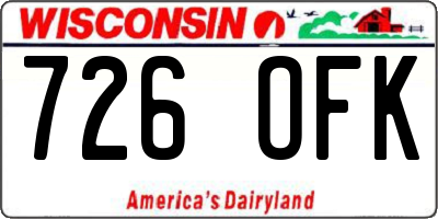 WI license plate 726OFK