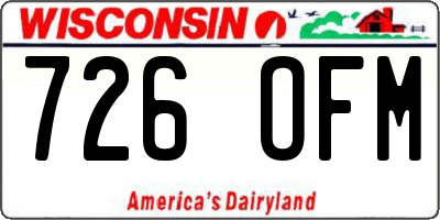 WI license plate 726OFM