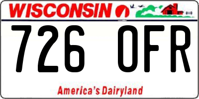 WI license plate 726OFR