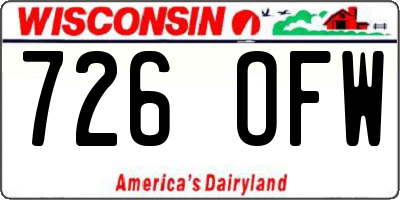 WI license plate 726OFW