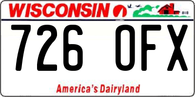 WI license plate 726OFX