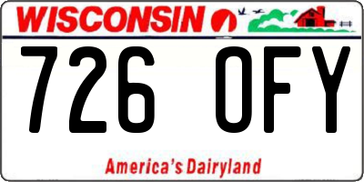 WI license plate 726OFY