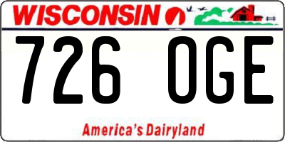 WI license plate 726OGE