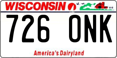 WI license plate 726ONK