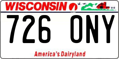 WI license plate 726ONY