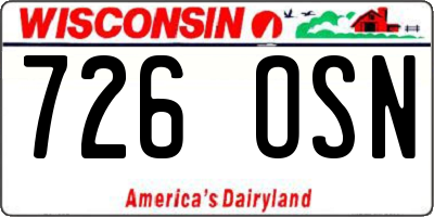 WI license plate 726OSN