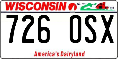 WI license plate 726OSX