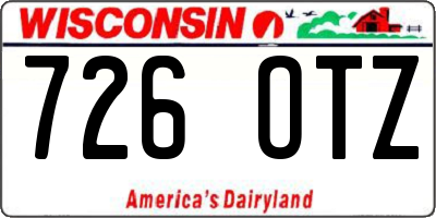 WI license plate 726OTZ