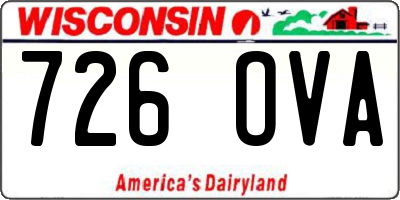 WI license plate 726OVA