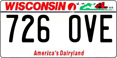 WI license plate 726OVE