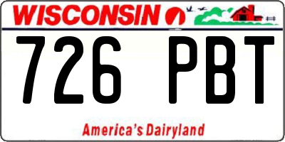 WI license plate 726PBT