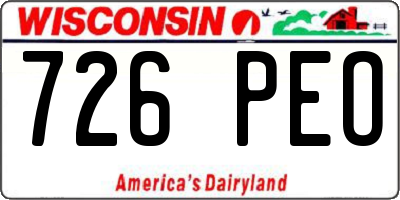 WI license plate 726PEO