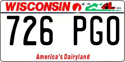 WI license plate 726PGO