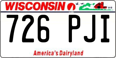 WI license plate 726PJI