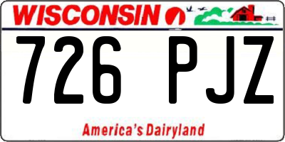 WI license plate 726PJZ