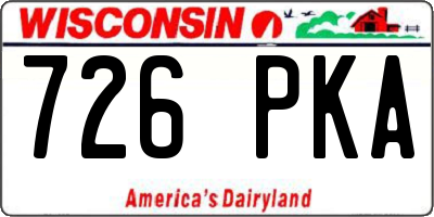WI license plate 726PKA