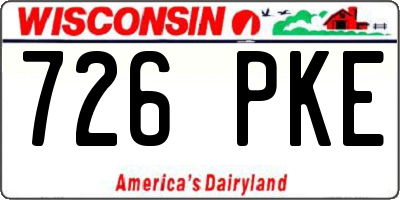 WI license plate 726PKE