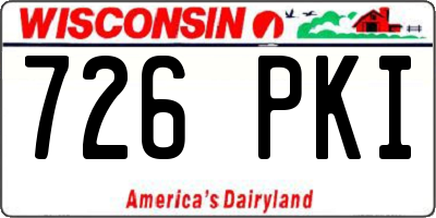 WI license plate 726PKI