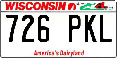 WI license plate 726PKL