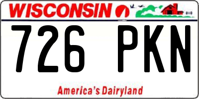 WI license plate 726PKN