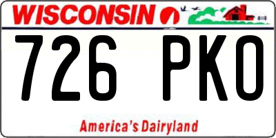 WI license plate 726PKO