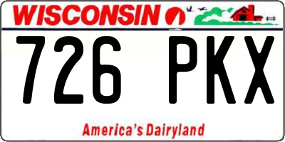 WI license plate 726PKX
