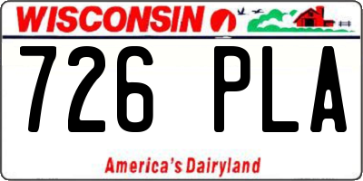 WI license plate 726PLA