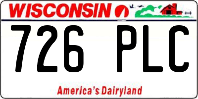 WI license plate 726PLC