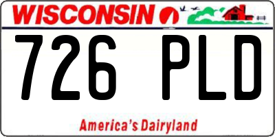 WI license plate 726PLD