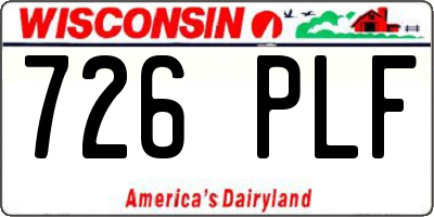 WI license plate 726PLF