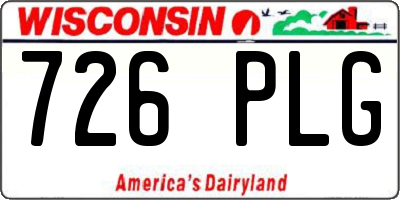 WI license plate 726PLG